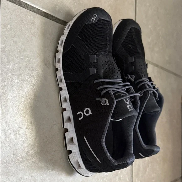 On Running Black Athletic Shoes with White Soles - Picture 3 of 5